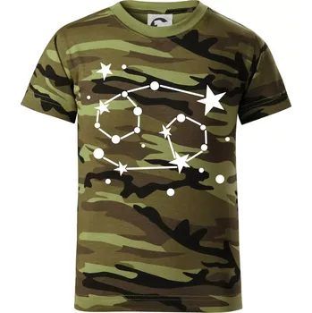 Chlapecké tričko Souhvězdí - Cancer - Rak - Dětské maskáčové triko - 104-110cm / 3-4 roky ( Zelený maskáč )