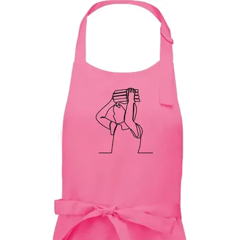 Kuchyňská zástěra Student a kniha jedním tahem - Dámská zástěra na vaření - Univerzální velikost ( Růžová )