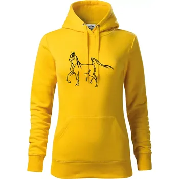 Dámská mikina Kůň silueta - Mikina dámská Cape s kapucí - XS ( Žlutá )