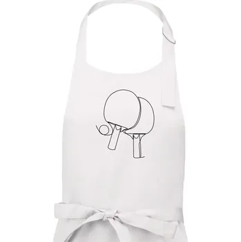 Kuchyňská zástěra Pálky na stolní tenis jedním tahem - Pánská zástěra na vaření - Univerzální velikost ( Bílá )