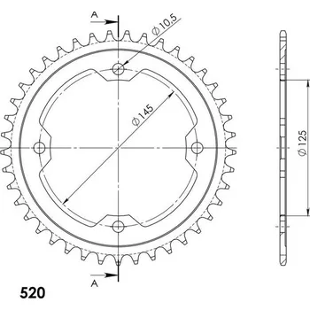 Řetězová sada pro motocykl Řetězová rozeta SUPERSPROX RFE-1857:41-BLK černý 41 zubů, 520