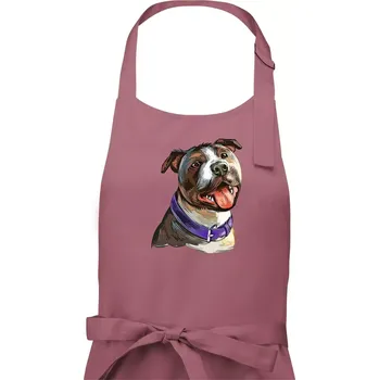 Kuchyňská zástěra Americký stafordširský teriér kreslený - Pánská zástěra na vaření - Univerzální velikost ( Starorůžová )
