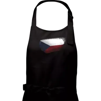 Kuchyňská zástěra Česká vlajka okousaná - Dámská zástěra na vaření - Univerzální velikost ( Černá )