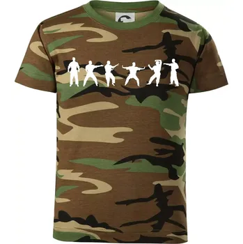 Chlapecké oblečení Karate postavy - Dětské maskáčové triko - 134 cm/8 let ( Hnědý maskáč )