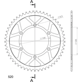 Řetězová sada pro motocykl Řetězová rozeta SUPERSPROX RFE-808:53-BLK černý 53 zubů, 520