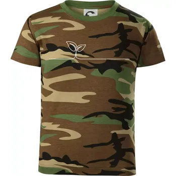 Chlapecké oblečení Listy květiny linka - Dětské maskáčové triko - 104-110cm / 3-4 roky ( Hnědý maskáč )