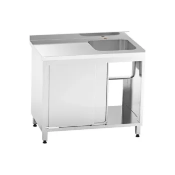 Nerezový dřez Dřez lisovaný 1x vpravo s posuvnými dveřmi , rozměr 1000x600x850mm - 1x dřez 400x400x300mm