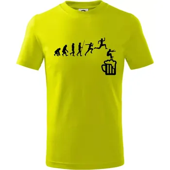 Chlapecké tričko Evoluce pivo skok - Tričko dětské bavlněné - 98 cm / 2 roky ( Limetková )