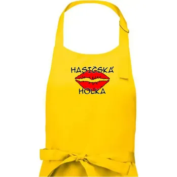 Kuchyňská zástěra Hasičská holka - pusa - Dámská zástěra na vaření - Univerzální velikost ( Žlutá )