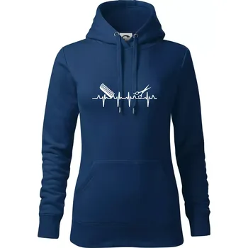 Dámská mikina EKG kadeřnictví - Mikina dámská Cape s kapucí - 2XL ( Půlnoční modrá )