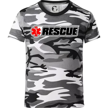 Chlapecké tričko Záchranář rescue kříž červený - Dětské maskáčové triko - 146 cm/10 let ( Šedý maskáč )