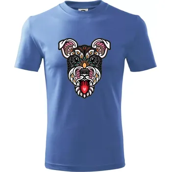 Knírač hlava barevná - Tričko dětské bavlněné - 98 cm / 2 roky ( Azurově modrá )