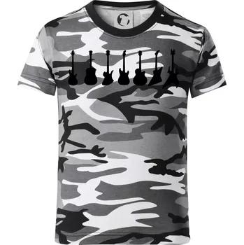 Chlapecké tričko Kytary v řadě - Dětské maskáčové triko - 134 cm/8 let ( Šedý maskáč )