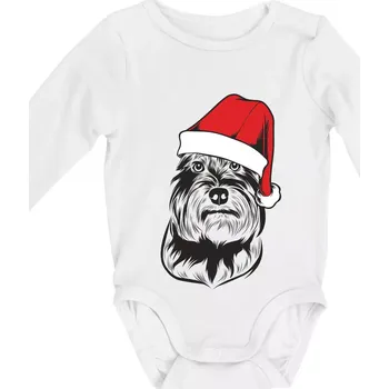 Kojenecké oblečení Knírač vánoční - Body kojenecké s dlouhým rukávem - Dlouhý r. 6-12 měs ( Bílá )