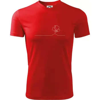 Pánské tričko Strom s ptáčkem linka - Pánské triko Fantasy sportovní (dresovina) - 2XL ( Červená )