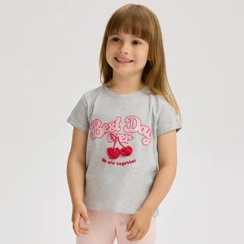 Reserved - Bavlněné tričko s popisem - světle šedá - 559FT-09M - 559FT-09M-98