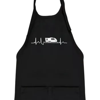 Kuchyňská zástěra EKG karavan - Dětská zástěra na vaření - Univerzální velikost ( Černá )