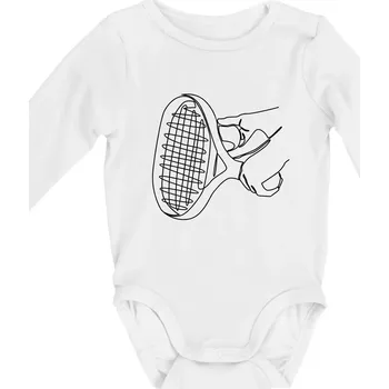 Tenisová raketa jednim tahem - Body kojenecké s dlouhým rukávem - Dlouhý r. do 3 měs ( Bílá )
