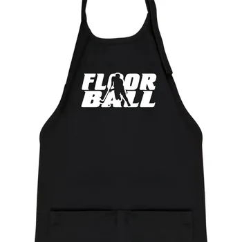 Kuchyňská zástěra Floorball nápis rovný - Dětská zástěra na vaření - Univerzální velikost ( Černá )