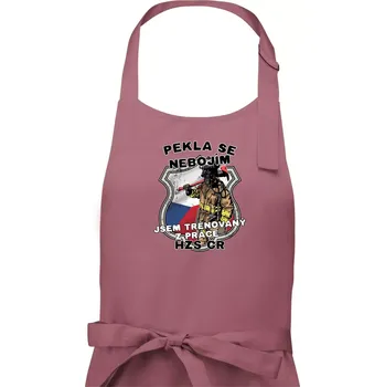 Kuchyňská zástěra Pekla se nebojím HZS ČR - Dámská zástěra na vaření - Univerzální velikost ( Starorůžová )