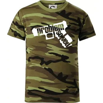 Problém - zbraň - Dětské maskáčové triko - 122 cm/6 let ( Zelený maskáč )