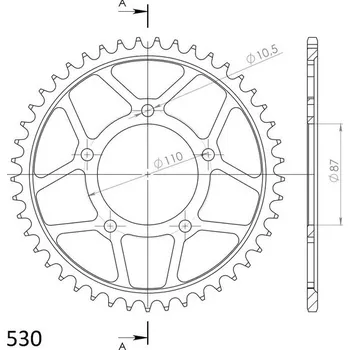 Řetězová sada pro motocykl Řetězová rozeta SUPERSPROX RFE-829:45-BLK černý 45 zubů, 530