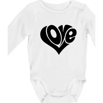 Love nápis jednoduchý - Body kojenecké s dlouhým rukávem - Dlouhý r. 3-6 měs ( Bílá )