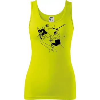 Dámské tričko Lyžovaní - kresleny obrázek - Dámské tílko - 2XL ( Limetková )