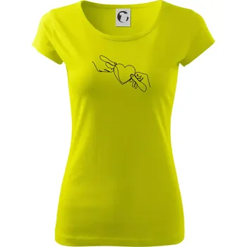 Dámské tričko Dvě ruce a srdce jedním tahem - Dámské triko Pure - 3XL ( Limetková )