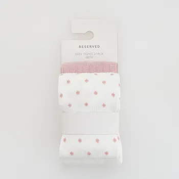 Dětská móda Reserved - Sada 2&nbsp;punčocháčů - pudrově růžová - 675GJ-39X - 675GJ-39X-U80