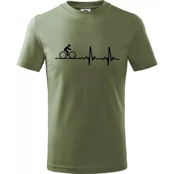 Cyklo ekg - kolo - Tričko dětské bavlněné - 122 cm/6 let ( Khaki )