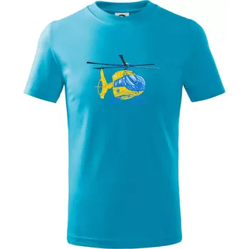 Vrtulník rescue - Tričko dětské bavlněné - 98 cm / 2 roky ( Světlý tyrkys )