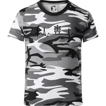 Chlapecké tričko EKG fíkus - Dětské maskáčové triko - 122 cm/6 let ( Šedý maskáč )