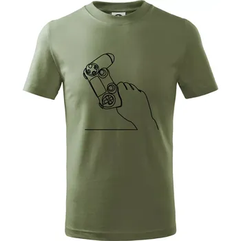 Chlapecké tričko Herní ovladač jedním tahem - Tričko dětské bavlněné - 146 cm/10 let ( Khaki )