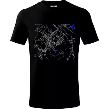 Kopřivnice - Mapa s vodními toky - Tričko dětské bavlněné - 98 cm / 2 roky ( Černá )