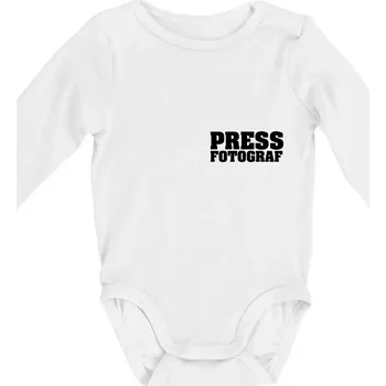 Kojenecké oblečení Novinář nápis - Press Fotograf - Body kojenecké s dlouhým rukávem - Dlouhý r. do 3 měs ( Bílá )