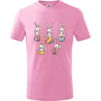 Chlapecké tričko Velikonoční zajíci - Tričko dětské bavlněné - 104-110cm / 3-4 roky ( Růžová )