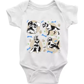 Kojenecké oblečení Knírač - 4 obrázky - Body kojenecké s krátkým rukávem - Krátký r. do 3 měs ( Bílá )