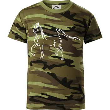 Chlapecké tričko Kůň silueta - Dětské maskáčové triko - 122 cm/6 let ( Zelený maskáč )