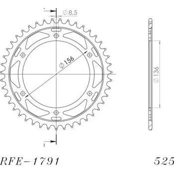 Řetězová sada pro motocykl Řetězová rozeta SUPERSPROX RFE-1791:44-BLK černý 44 zubů, 525
