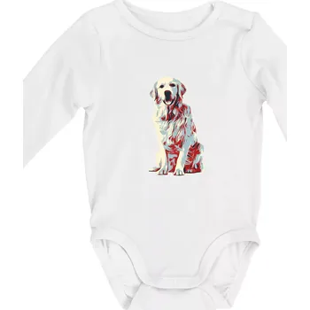 Zlatý retriever vintage - Body kojenecké s dlouhým rukávem - Dlouhý r. do 3 měs ( Bílá )