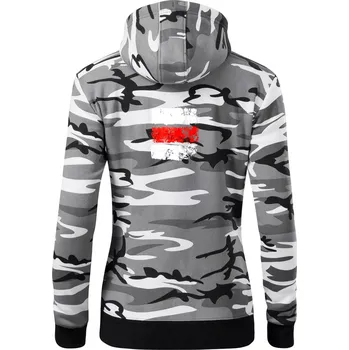 Dámská mikina Turistická značka - červená - Dámská mikina trendy zipper s kapucí - XS ( Šedý maskáč )