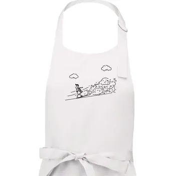 Kuchyňská zástěra Kreslený lyžař na horách - Pánská zástěra na vaření - Univerzální velikost ( Bílá )