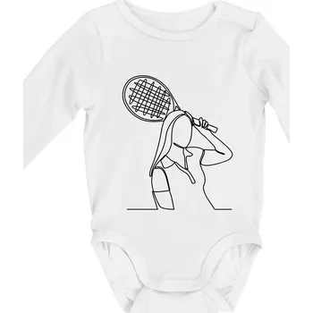 Kojenecký body Tenistka jednim tahem - Body kojenecké s dlouhým rukávem - Dlouhý r. do 3 měs ( Bílá )