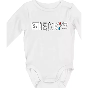 Science věda nápis - Body kojenecké s dlouhým rukávem - Dlouhý r. do 3 měs ( Bílá )
