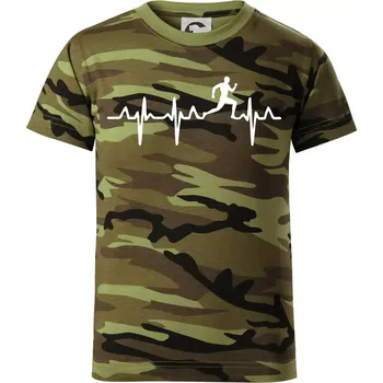 EKG běžec - muž - Dětské maskáčové triko - 122 cm/6 let ( Zelený maskáč )