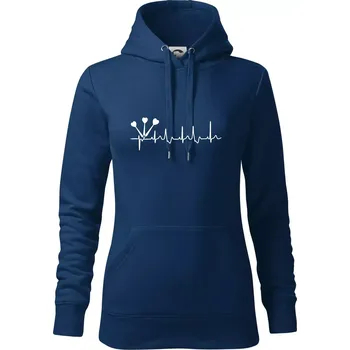 Dámská mikina EKG šipky - Mikina dámská Cape s kapucí - S ( Půlnoční modrá )