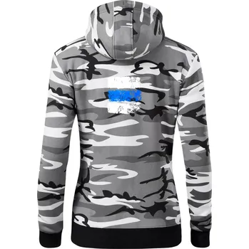 Dámská mikina Turistická značka - modrá - Dámská mikina trendy zipper s kapucí - S ( Šedý maskáč )