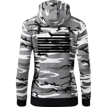 Dámská mikina Jezevčík dlouhý - Dámská mikina trendy zipper s kapucí - L ( Šedý maskáč )