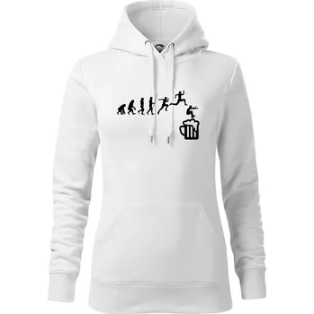 Dámská mikina Evoluce pivo skok - Mikina dámská Cape s kapucí - M ( Bílá )